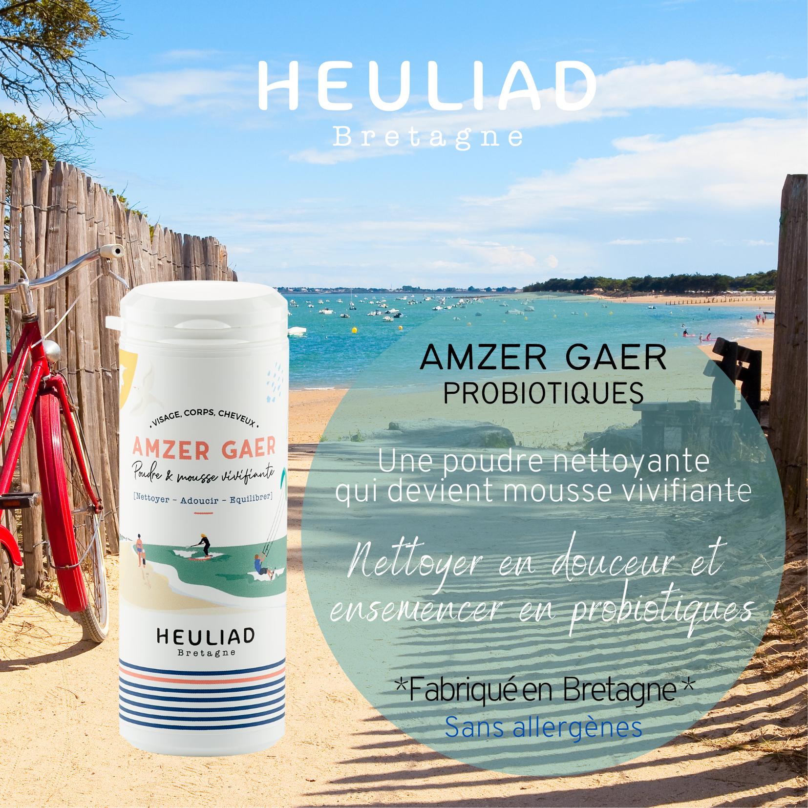 Amzer gaer, poudre et mousse vivifiante - Cosmétiques naturels bretons - Heuliad Bretagne