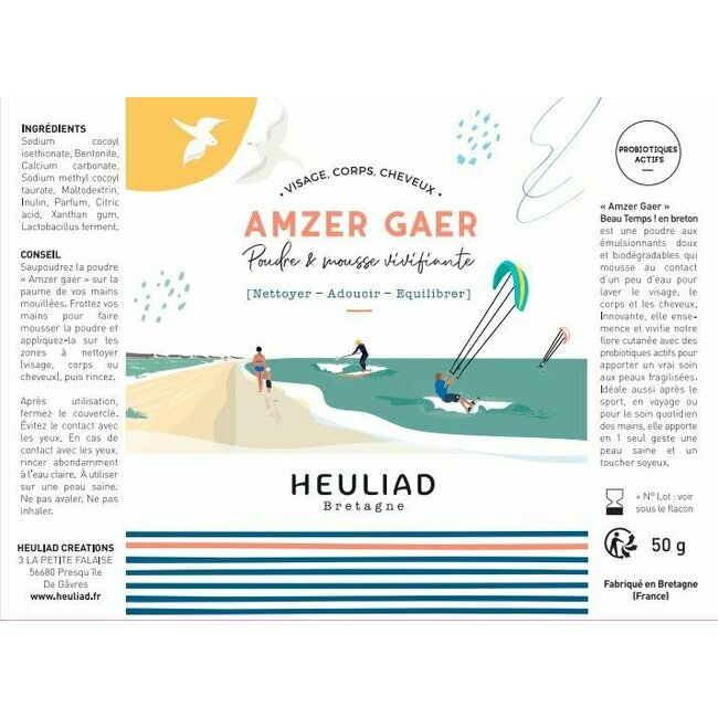 Amzer gaer, poudre et mousse vivifiante - Cosmétiques naturels bretons - Heuliad Bretagne