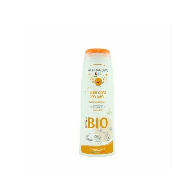 Bain moussant enfants naturel et bio bulle dans ton bain abricot 250 ml alphanova