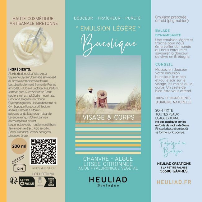 Emulsion bucolique fluide visage, mains, corps HEULIAD bretagne