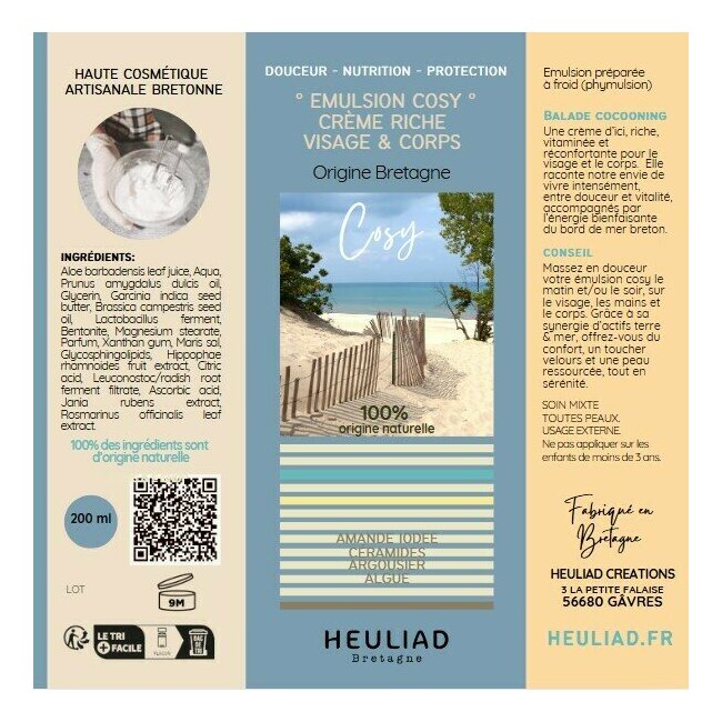 Emulsion cosy Heuliad - Crme naturelle bretagne pour peau mature ou sche