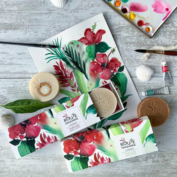 Coffret Aquarelle 3 savons "PARFUM DES ILES"